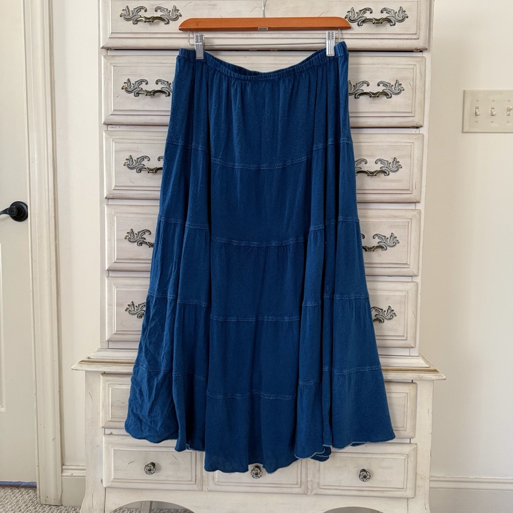 VICI Deep Navy Blue Tiered Maxi Skirt